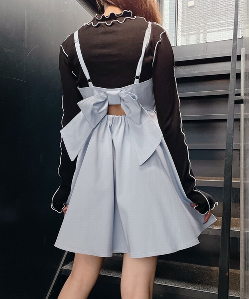 lilLilly（リルリリー）の「バックリボンデニムワンピース（ワンピース