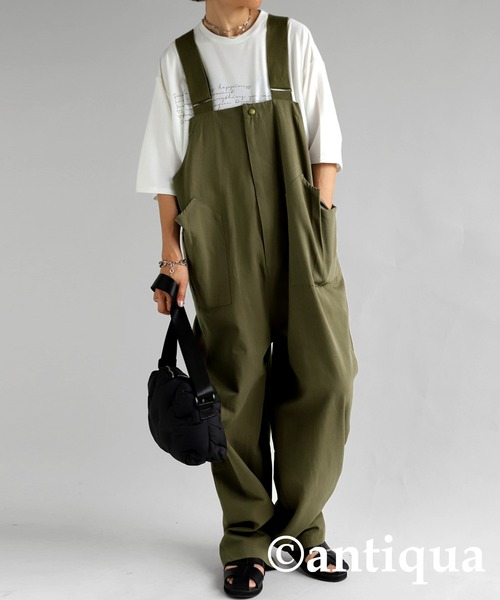 綿100％ミリタリーサロペット（サロペット/オーバーオール）｜antiqua