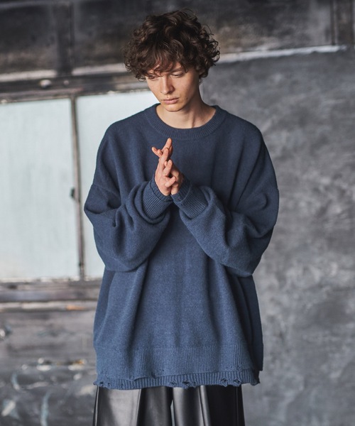 shiki tokyo（シキトウキョウ）の「OVERSIZED LAYERED DAMEGE KNIT