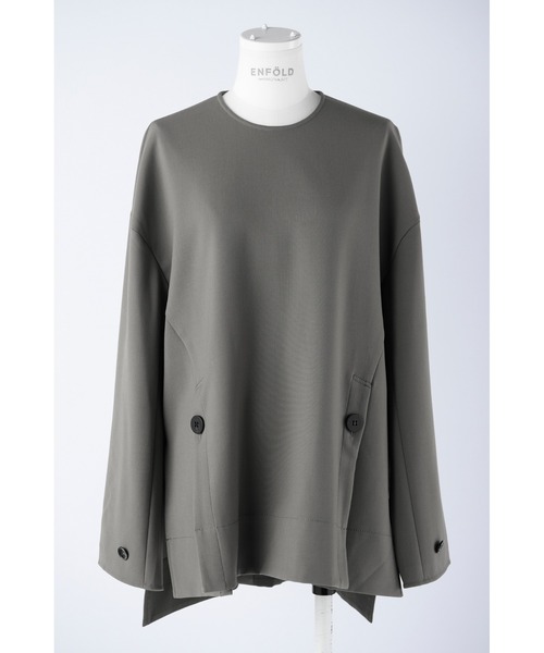 SALE【ENFOLD】 スポンジダブルクロススリットネックTOP プルオーバー