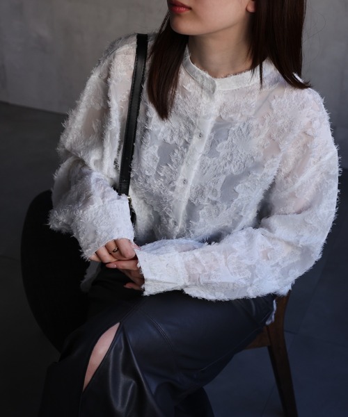 セール】ジャガードフラワーブラウス / シアーブラウス【レディース