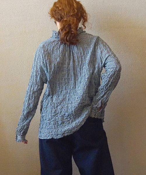 シャーリングチェック フリルブラウス（シャツ/ブラウス）｜JOURNAL