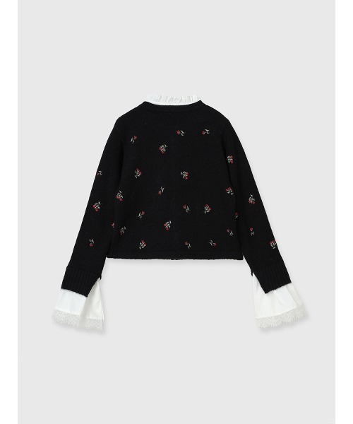 Attachedcollrフラワーモチーフカーディガン（ノーカラージャケット