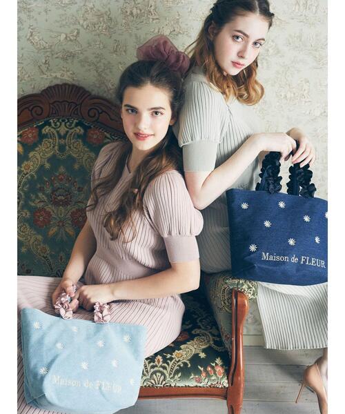 Maison de FLEUR（メゾンドフルール）の「デイジーデニム刺繍フリル