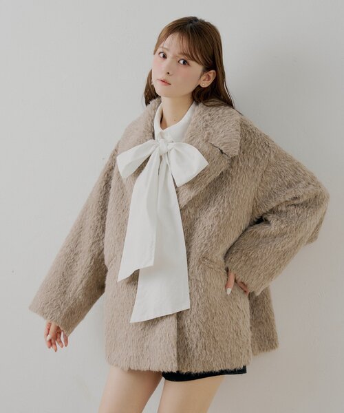 セール】金ボタンシャギーミディジャケットコート（その他アウター