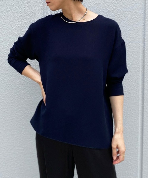 ジャケットやカーデのインナーに！】バックスリットブラウスT（シャツ