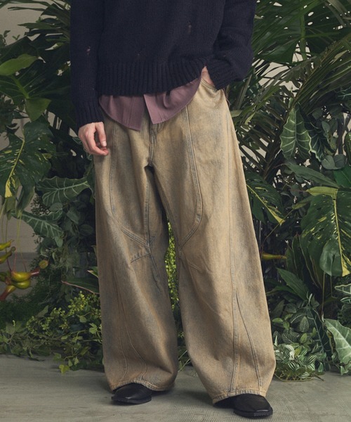 UNISEX》Three-Dimensional Cutting Denim Pants/立体裁断カッティング