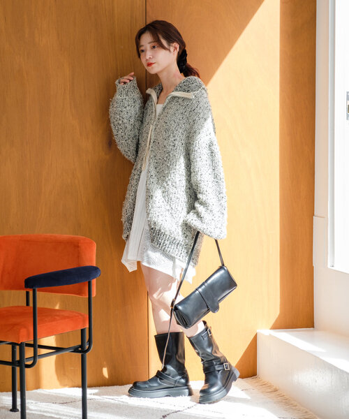 Kastane（カスタネ）の「*【ダブルジップ】MIXハイネックZIPニット