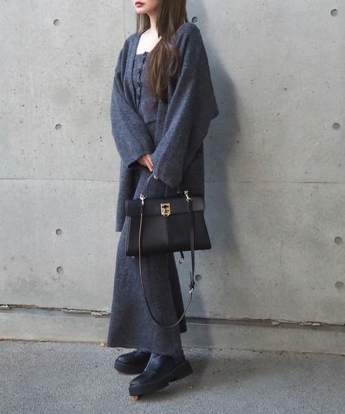 knit cardigan tops skirt 3set /【3点セット】ニットカーディガン