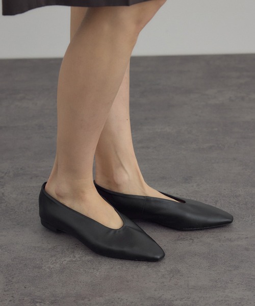 W S（ドゥーブル）】ソフトレザーフラットシューズ（パンプス）｜SALON