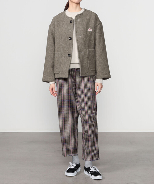 DANTON | ウールライトパイル カラーレスジャケット WOMEN（ノーカラー