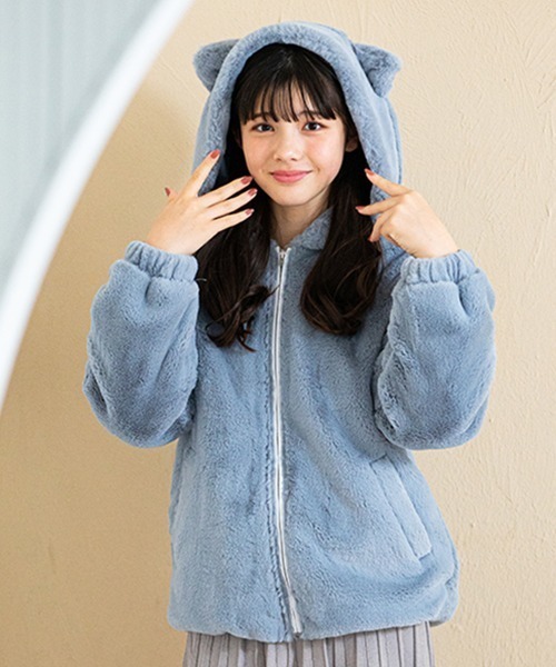 mezzo piano Junior（メゾピアノジュニア）の「耳付きファーブルゾン