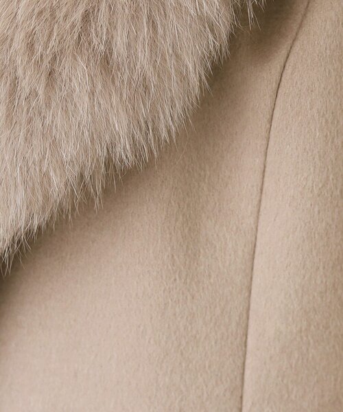 セール】【日本製／フォックスファー／カシミヤ混】ファー付ウール