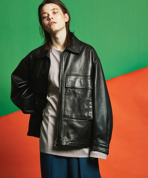 ユニセックスアイテム》プライムオーバーレザーブルゾン 【MAISON