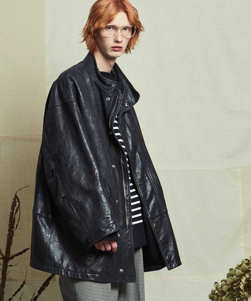 ユニセックスアイテム》プライムオーバーショートモッズレザーブルゾン