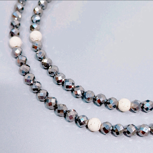 ネックレス〈4mm玉〉高純度テラヘルツ鉱石・ 北投石・ 北海道産