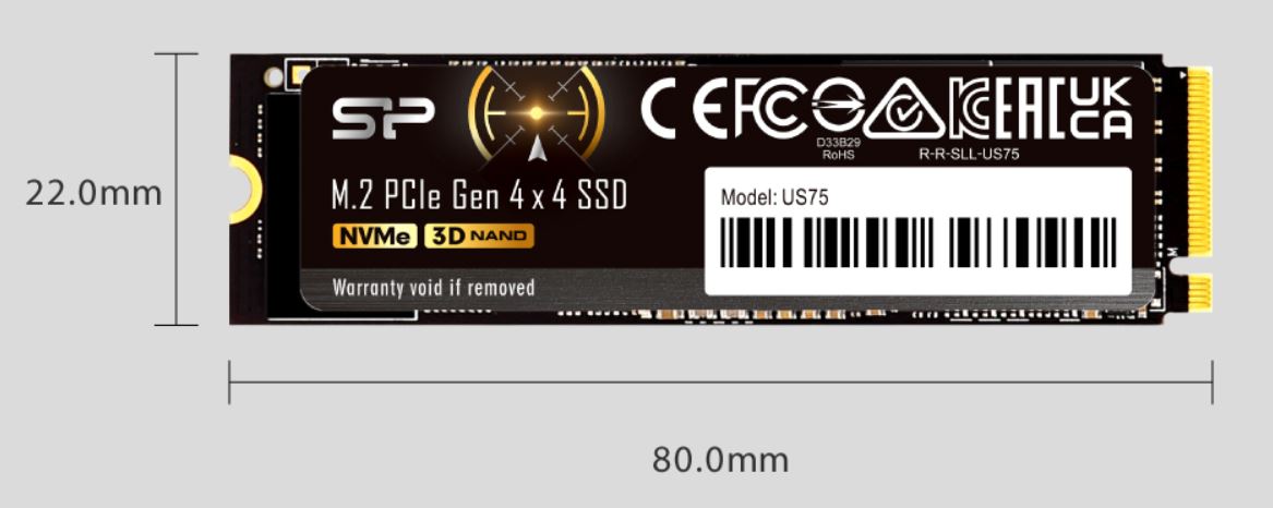 Silicon Power 2TB US75 Nvme PCIe Gen4 M.2 2280 SSD R/W Up to 7,000