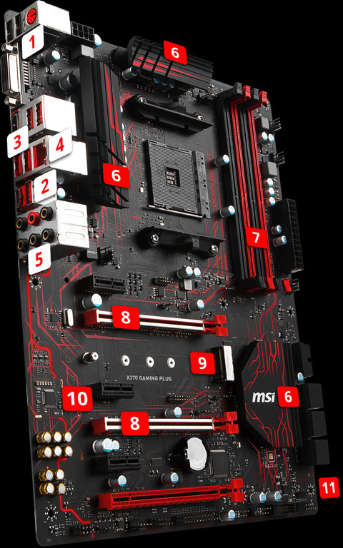 MSI PERFORMANCE GAMING X370 GAMING PLUS AM4 ATX AMD Motherboard