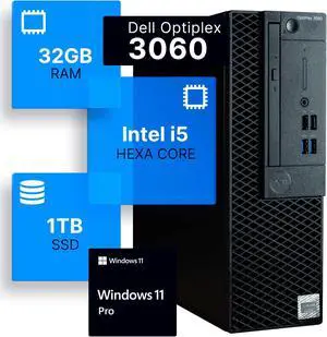 Refurbished: Dell Optiplex 3060 Desktop Computer | Intel i5-8500