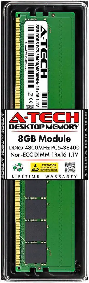 Crucial 8GB DDR5 4800 (PC5 38400) Desktop Memory Model CT8G48C40U5