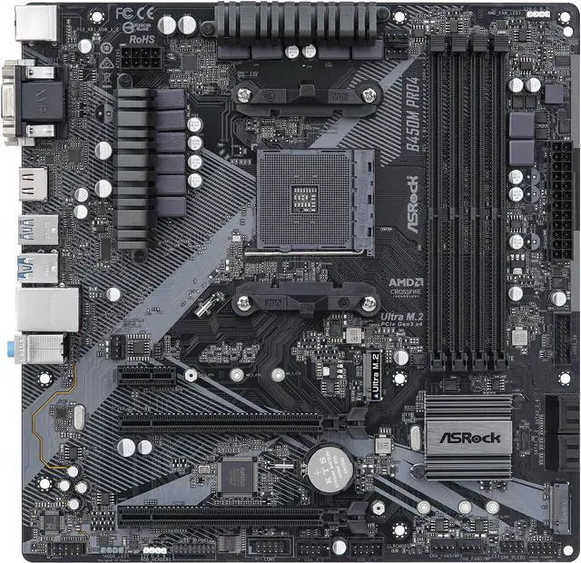 ASRock B450M PRO4 R2.0 AM4 Micro ATX AMD Motherboard - Newegg.com