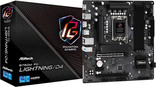 ASRock B760M PG Lightning/D4 LGA 1700 Intel B760 Micro ATX DDR4 4