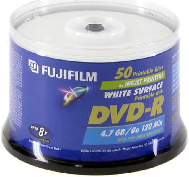FUJIFILM 4.7GB 8X DVD-R White Inkjet Hub Printable 50 Packs Disc