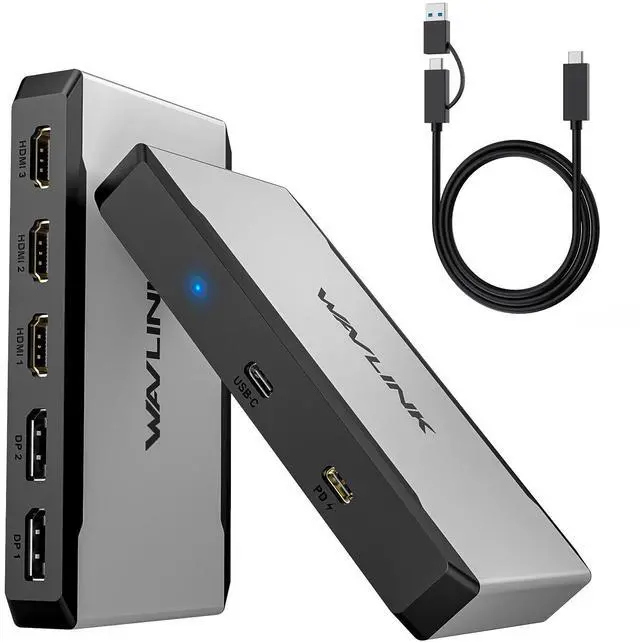 WAVLINK Triple 4K@60Hz Universal Display Dock, USB-C/A to HDMI