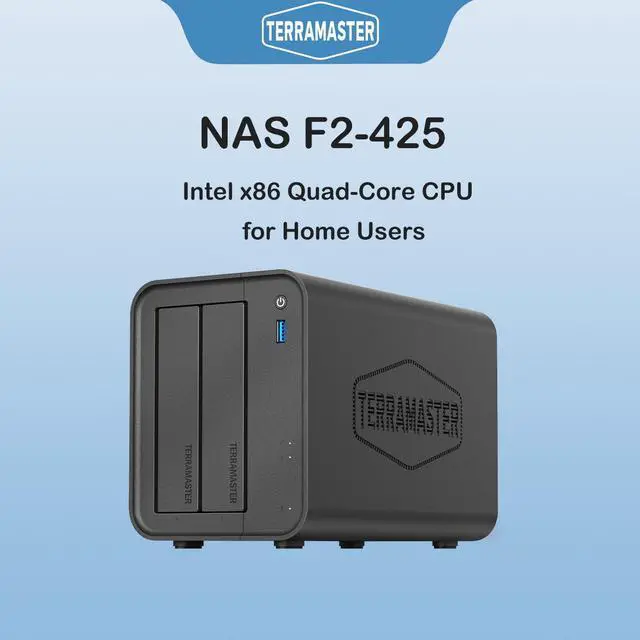 TERRAMASTER F2-425 2-Bay NAS Storage - Intel x86 Quad-Core CPU