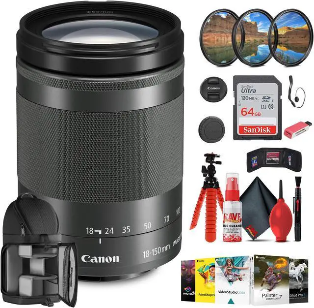 Canon EF-M 18-150mm f/3.5-6.3 IS STM Lens (Graphite) with Filter