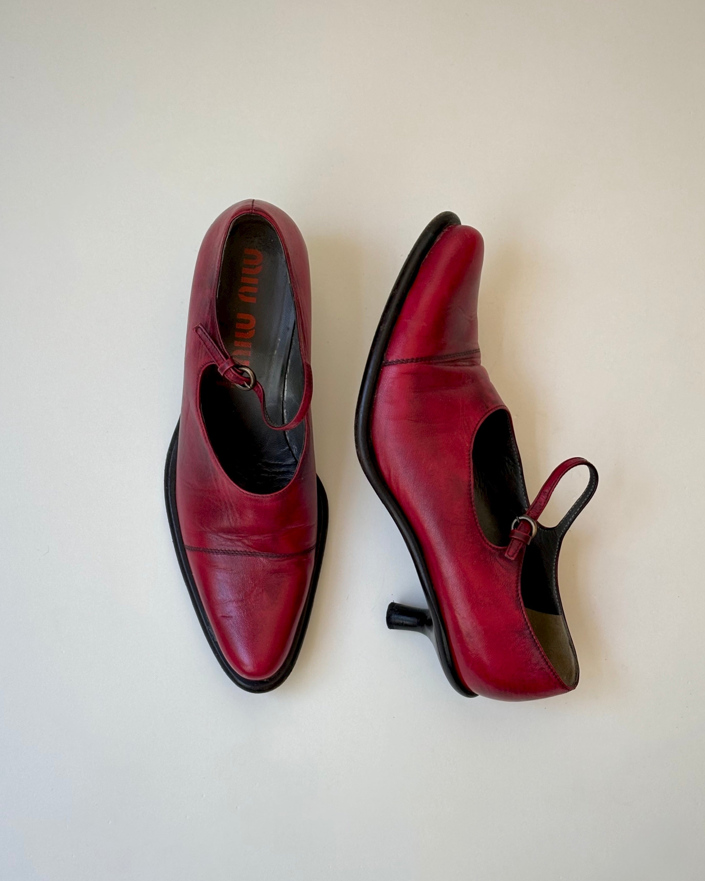 90s Miu Miu Red Mary Janes – Choux Louise