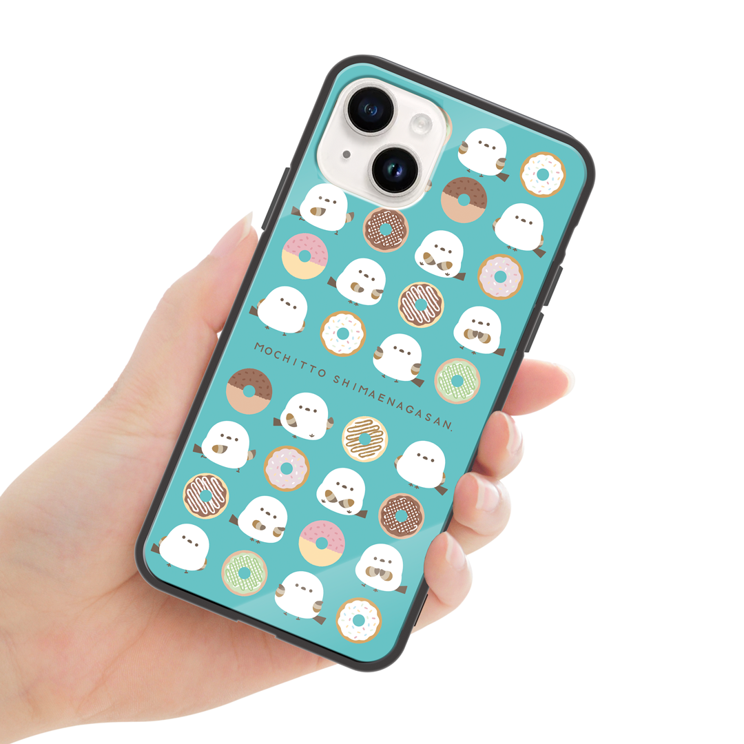 なかさん ガラスiPhoneケース【シマエナガさん。ドーナツ】 – キャラの