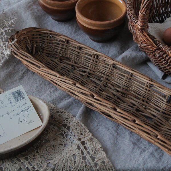 レアなバケット発酵用バスケット（長さ72cm) フランスアンティーク