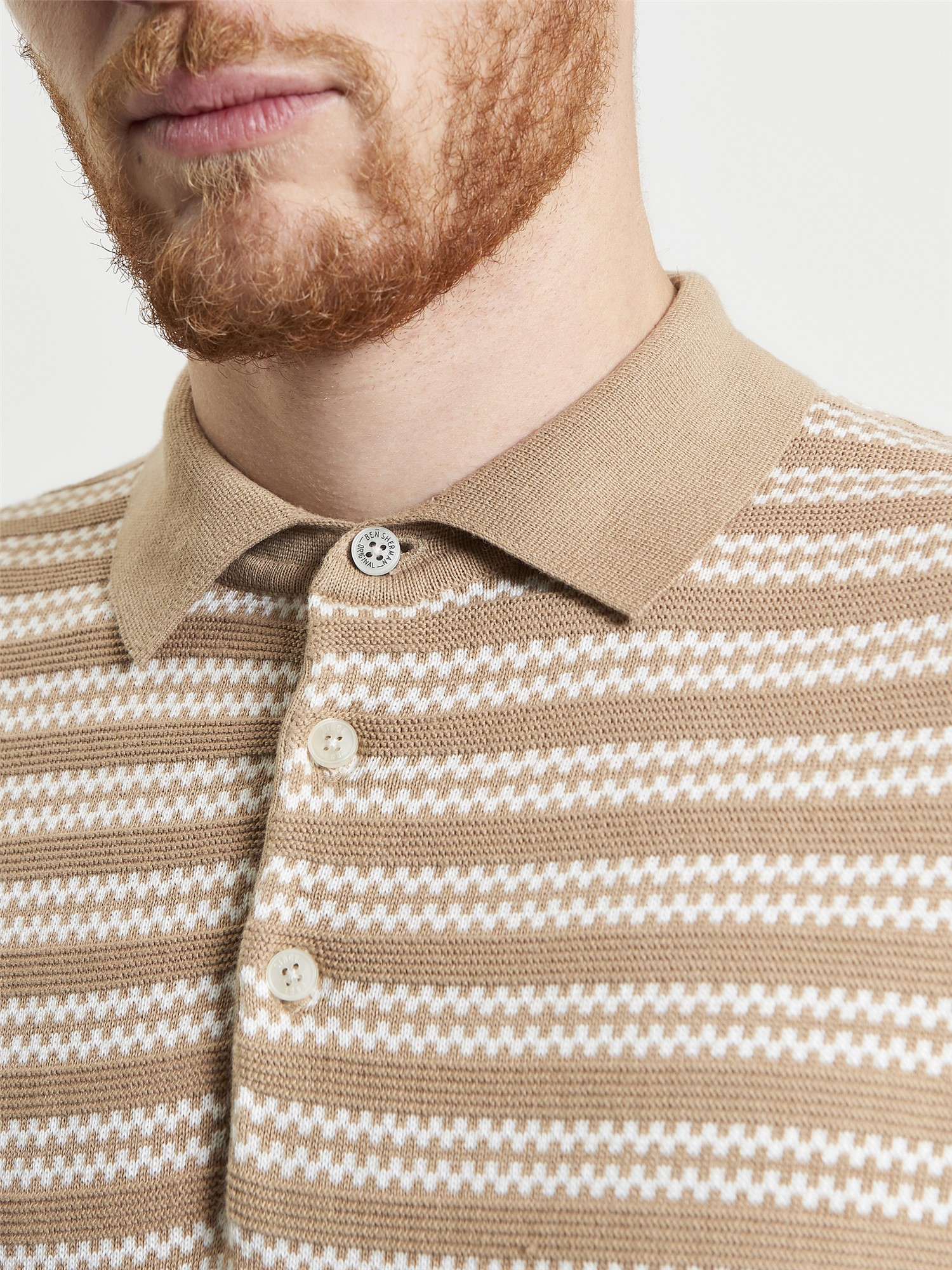 Jacquard Stripe Knitted Polo - Ben Sherman US