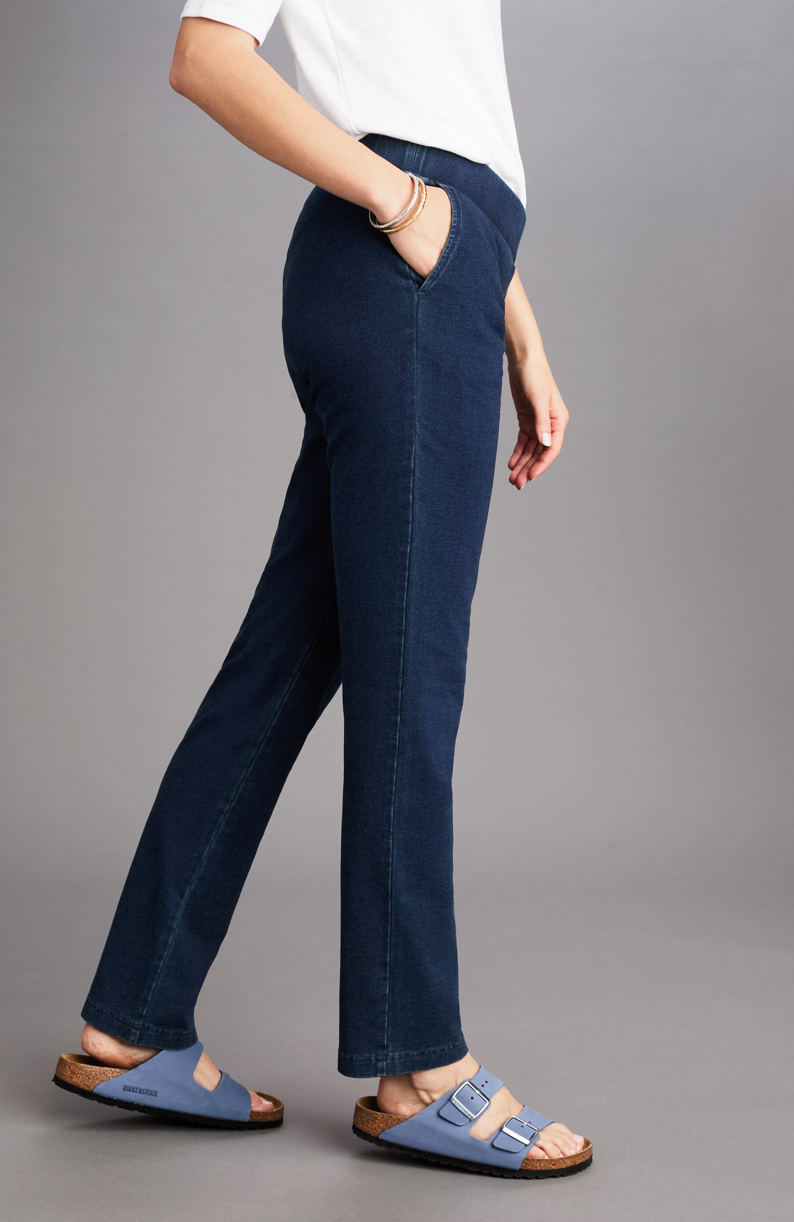 PJ SLIM-LEG INDIGO-KNIT JEANS | JJill