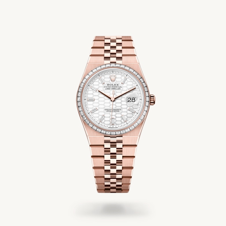 Rolex Land-Dweller in Oyster, 36 mm, Everose gold and diamonds