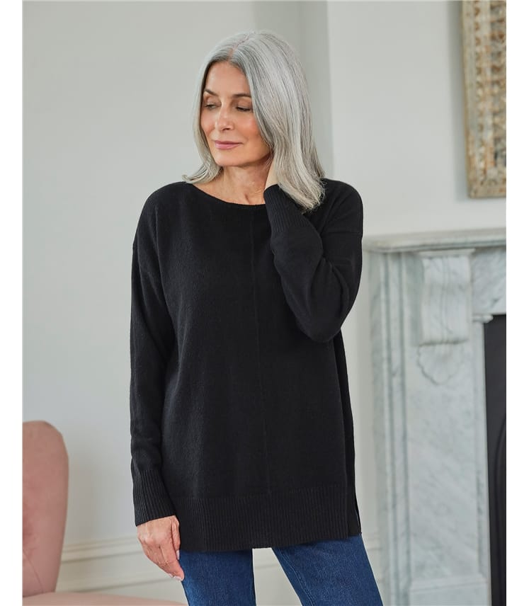 Black | Luxurious Cashmere Boat Neck Jumper | WoolOvers AU