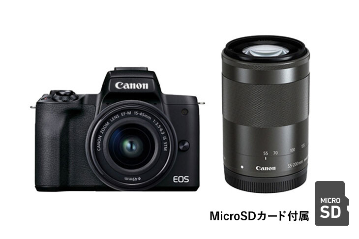 Canon ミラーレスカメラ EOS Kiss M2 ダブルズームキット ブラック【SD
