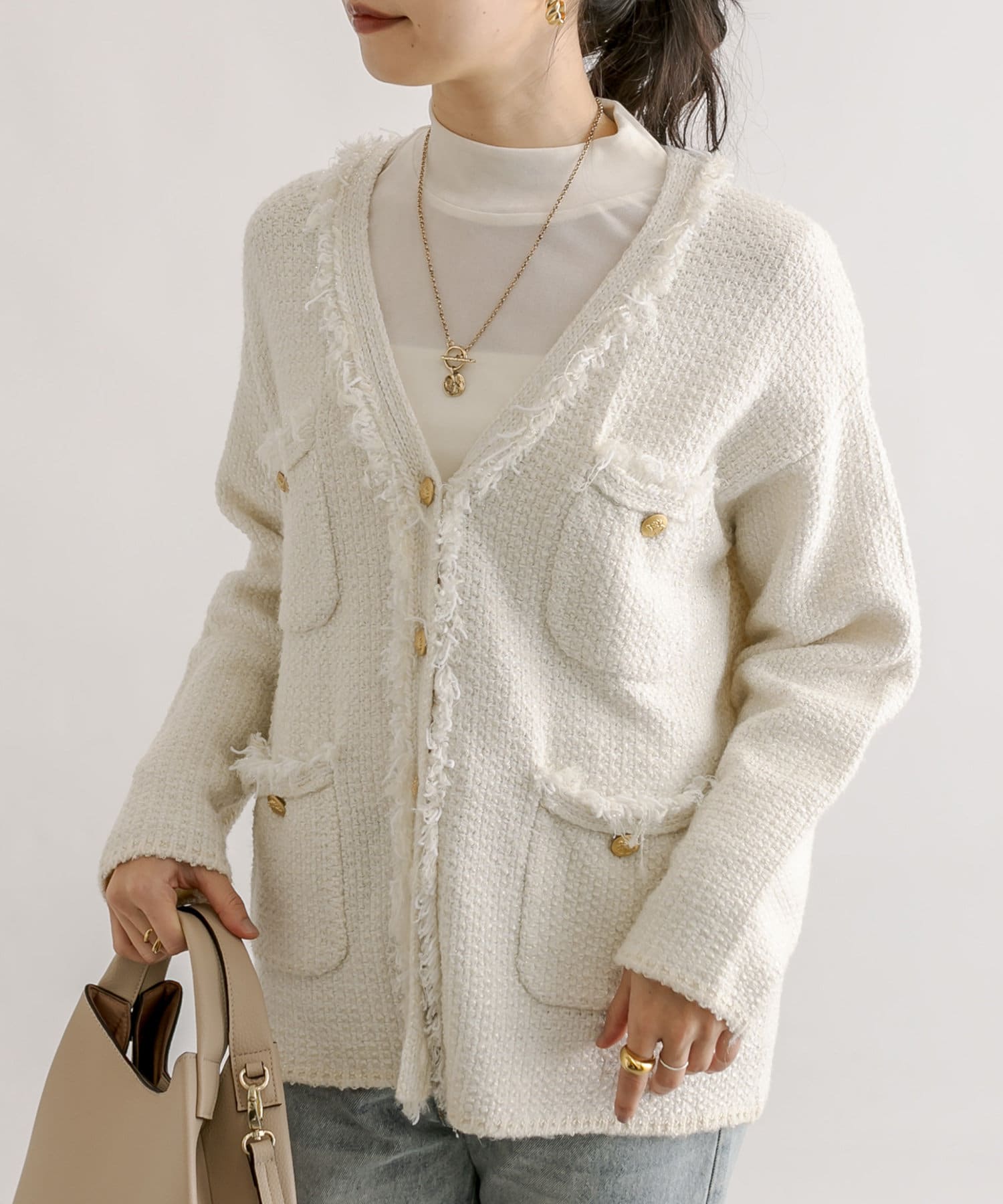 褒められアイテム】ツイードニットカーディガン | RIVE DROITE