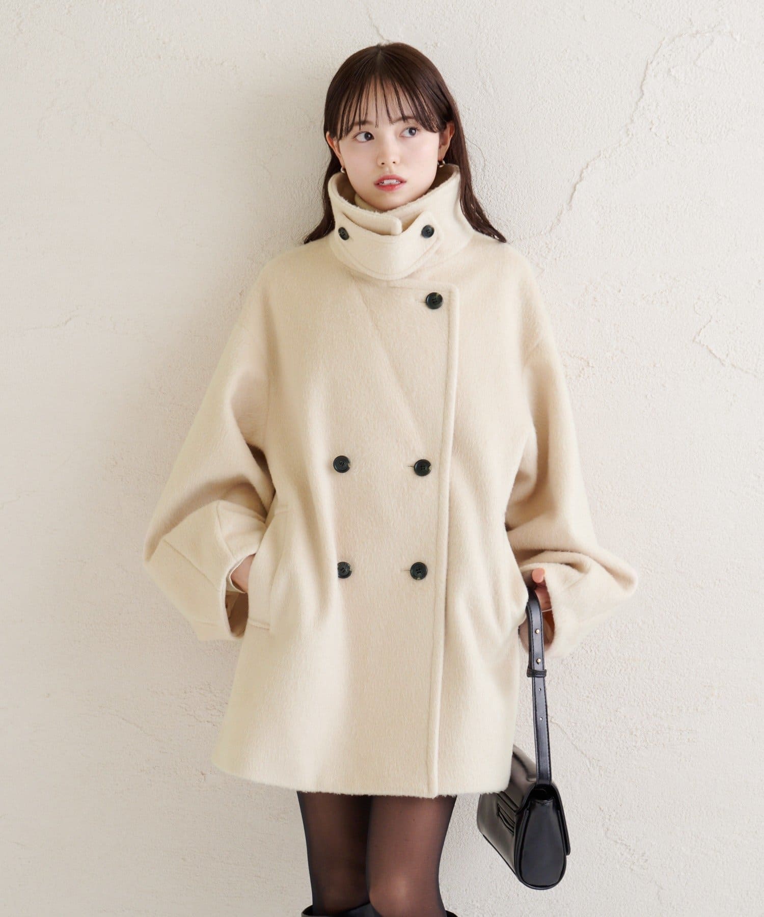 ウール混 シャギーミドルコート | mystic(ミスティック)レディース