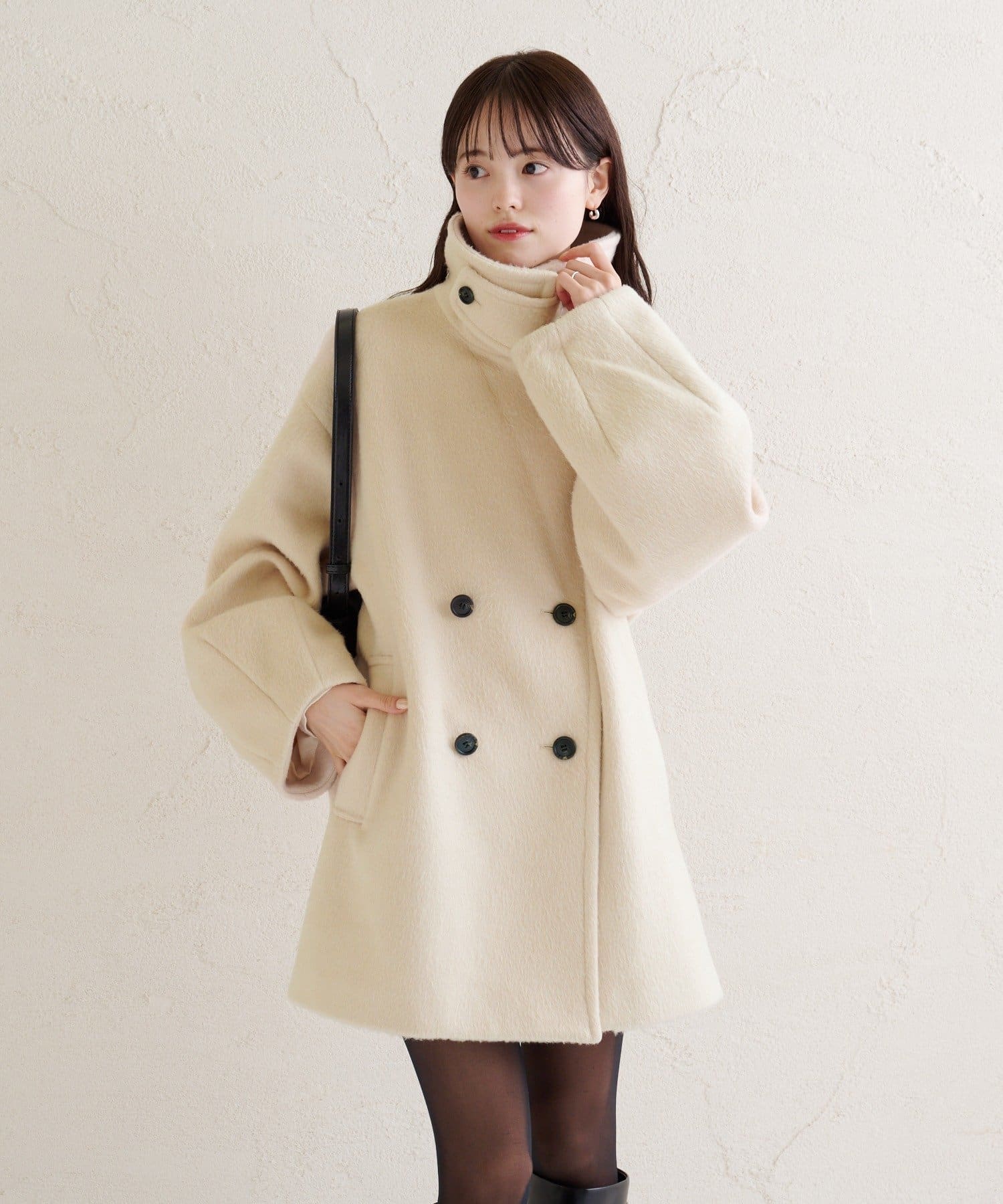 ウール混 シャギーミドルコート | mystic(ミスティック)レディース