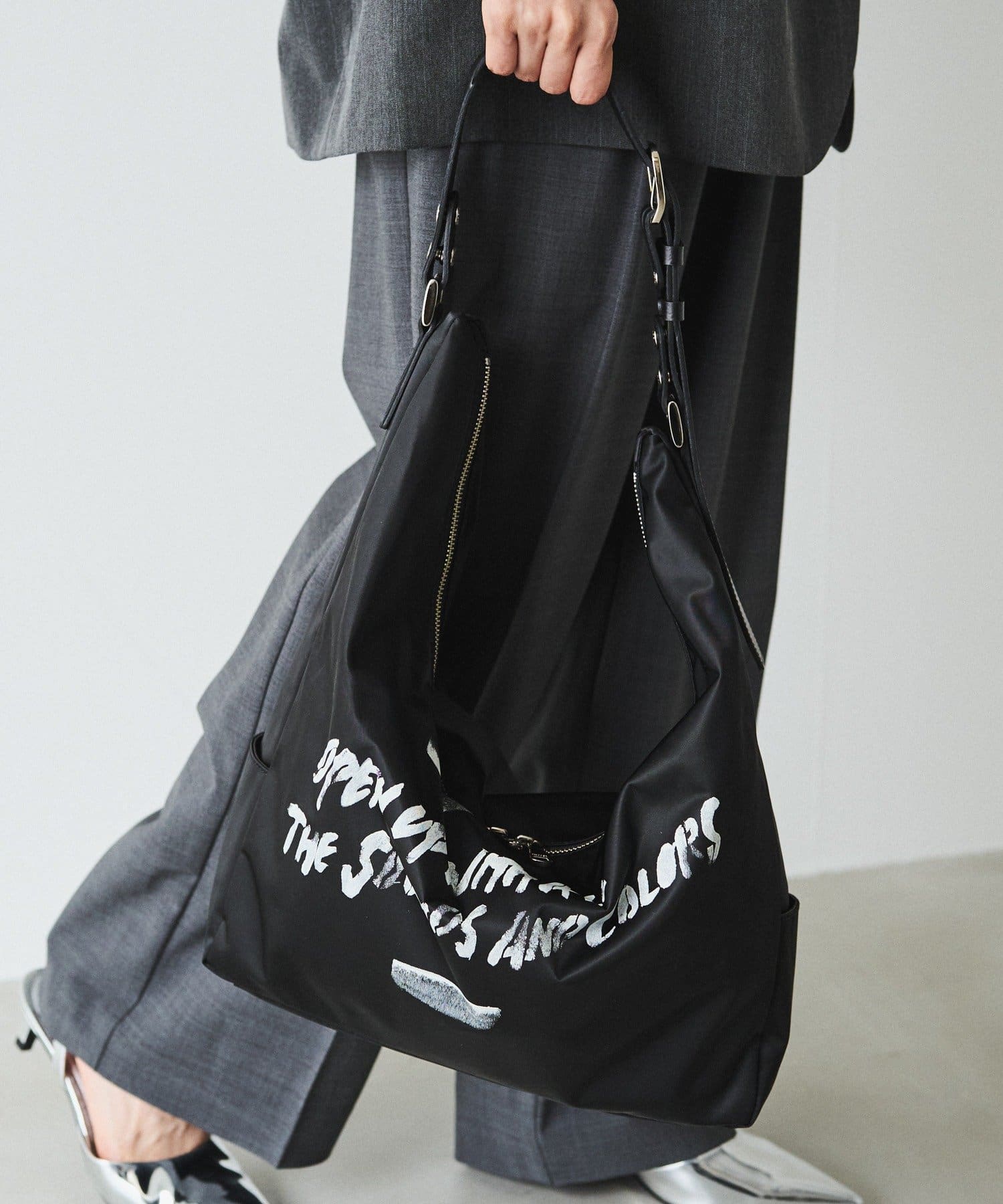 ステンシル風プリント ナイロン2WAYショルダーバッグ | russet