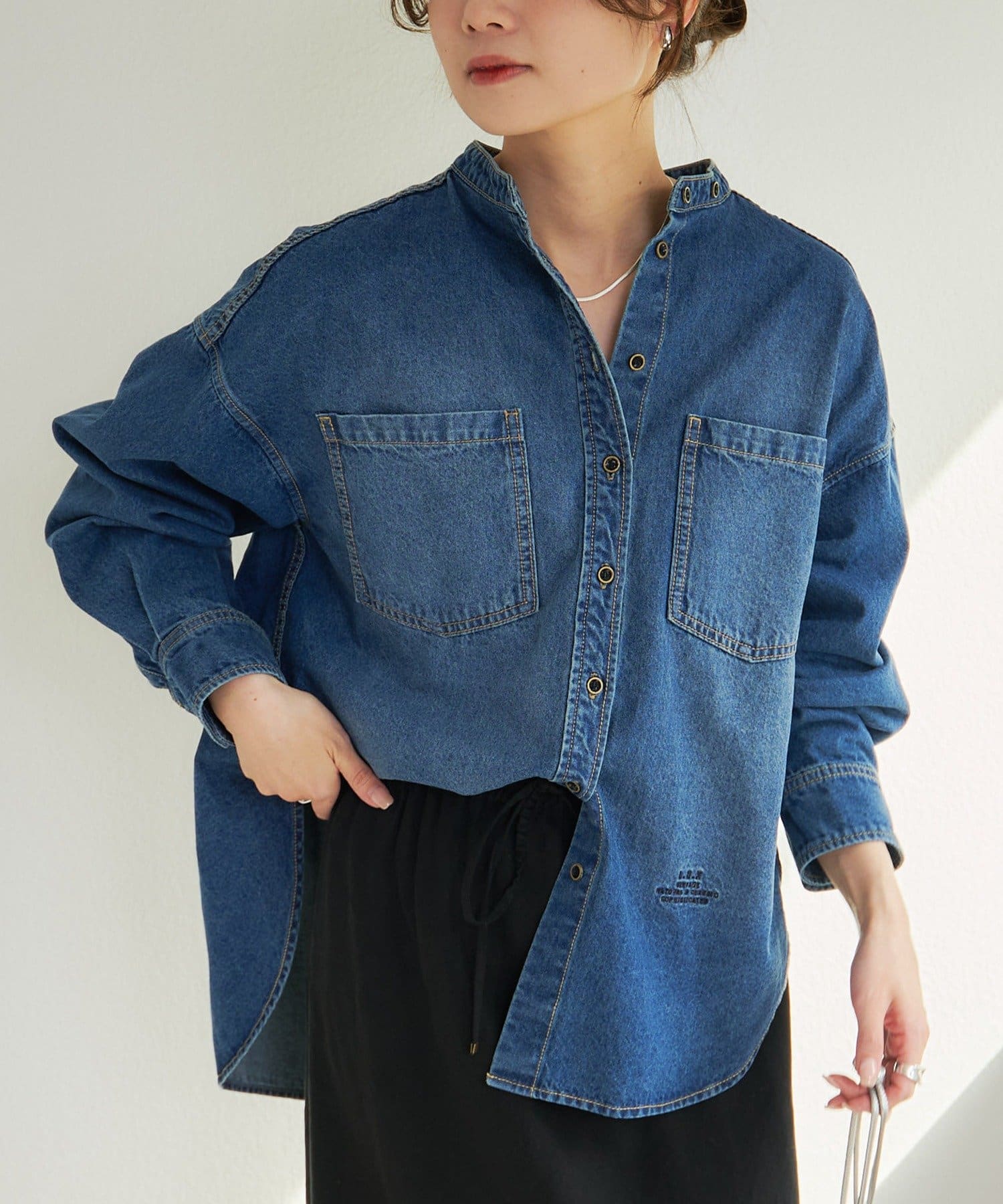 デニムバンドカラーシャツ | PUAL CE CIN(ピュアルセシン)レディース