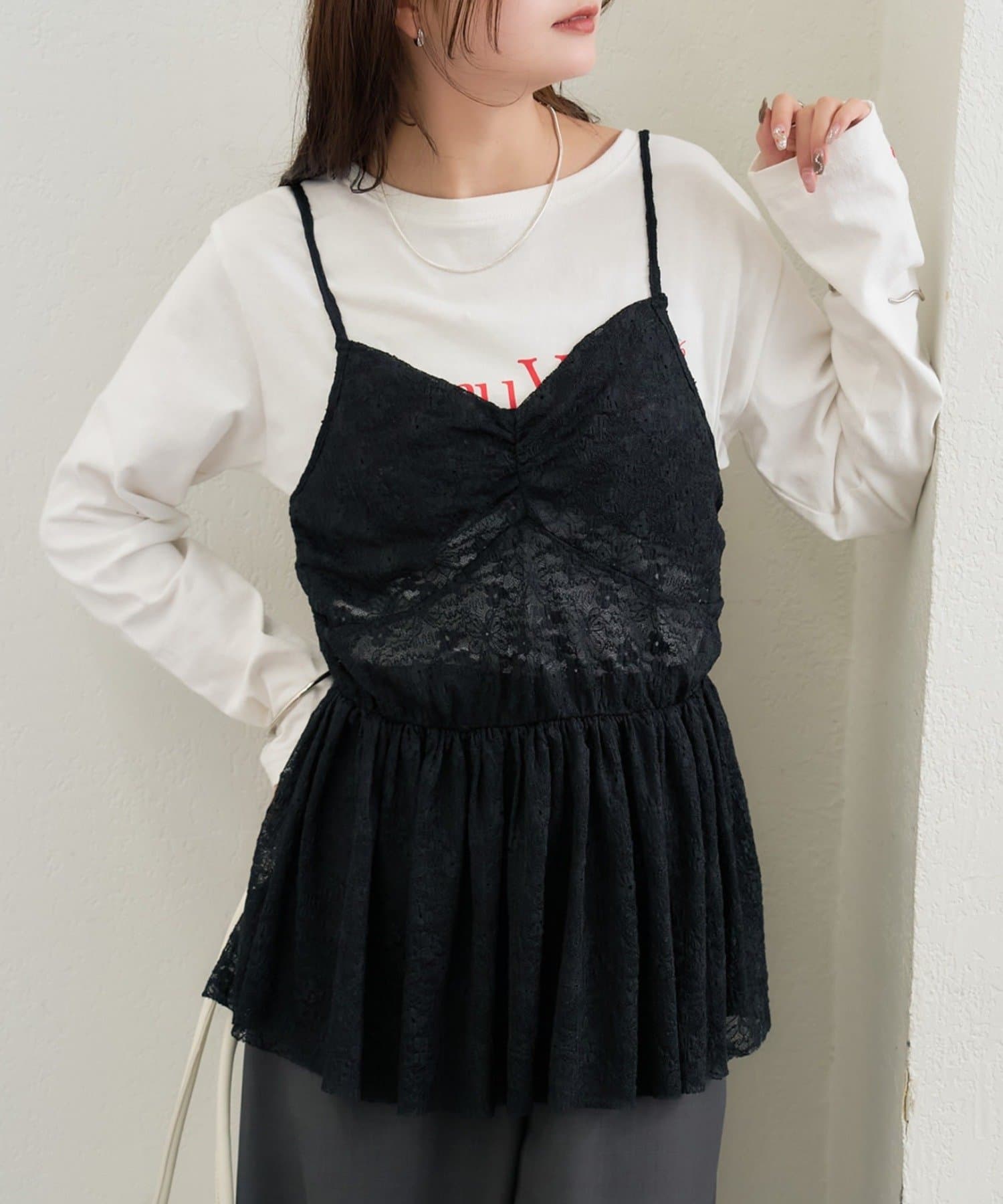 Vギャザーレースキャミソール | mystic(ミスティック)レディース | PAL