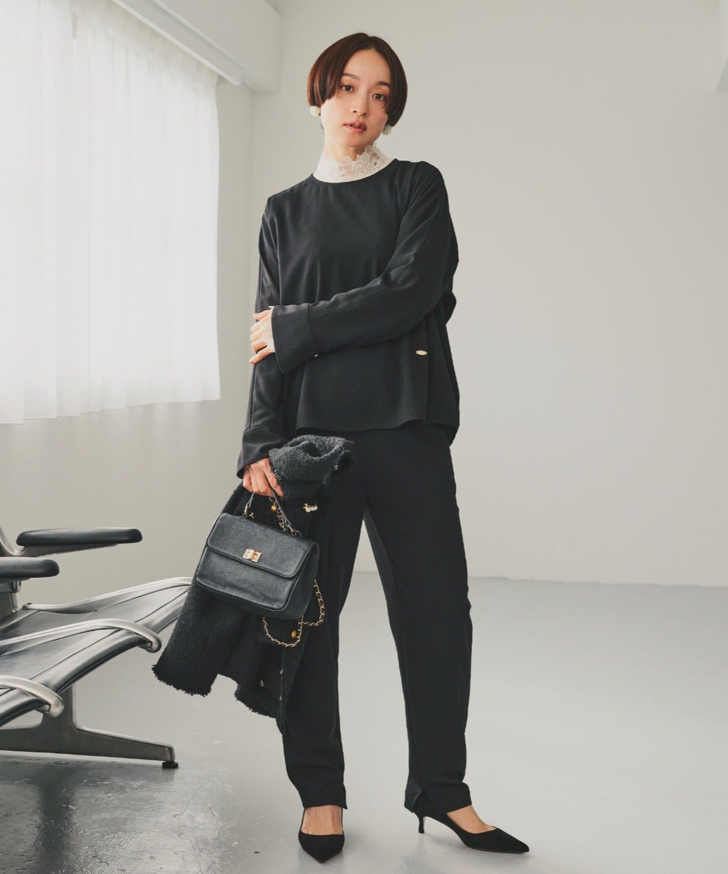 Du noir】ストレッチジョーゼットインスリットパンツ | PUAL CE CIN