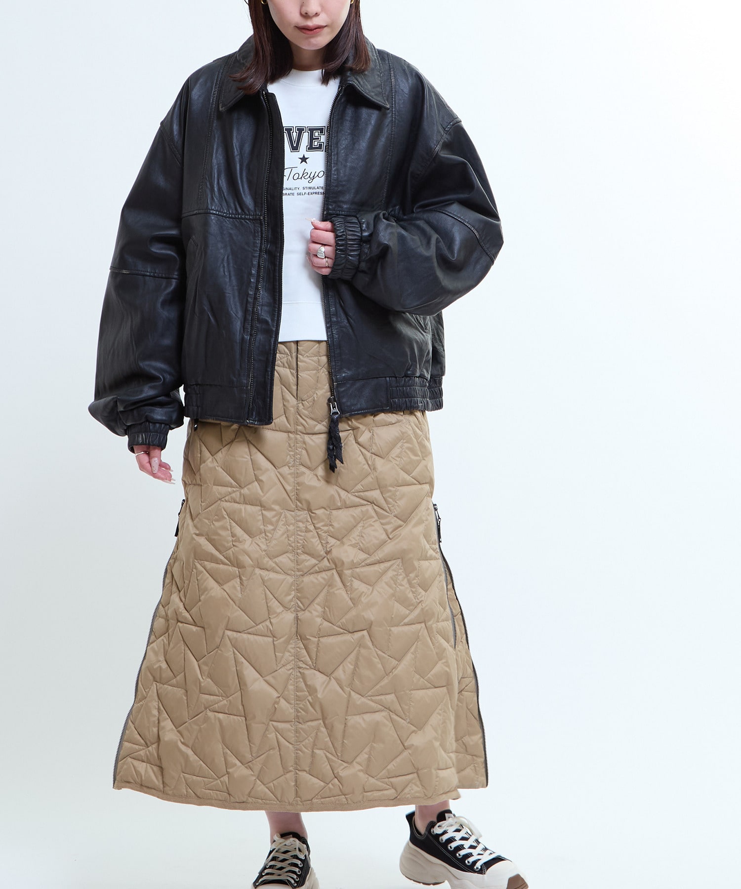 VINTAGE-LIKE SHEEP LEATHER ZIP BLOUSON｜CONVERSE TOKYO (コンバース