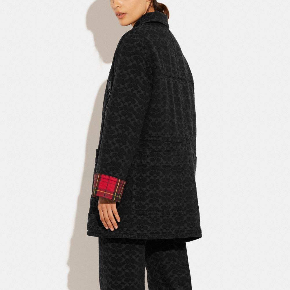公式】COACH – コーチ | シグネチャー ジャカード デニム ボニー コート