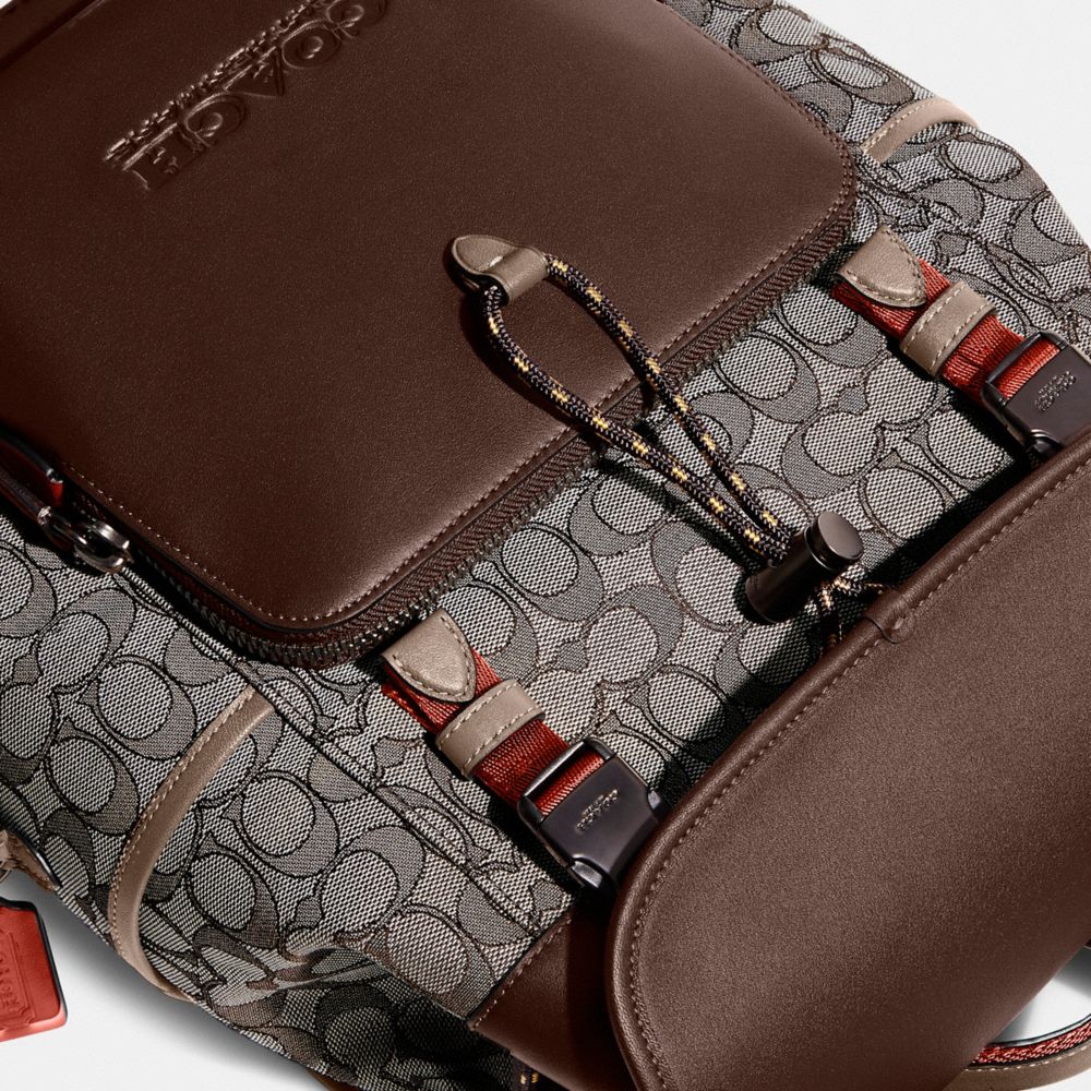 COACH® | League Flap Backpack In Signature Jacquard
