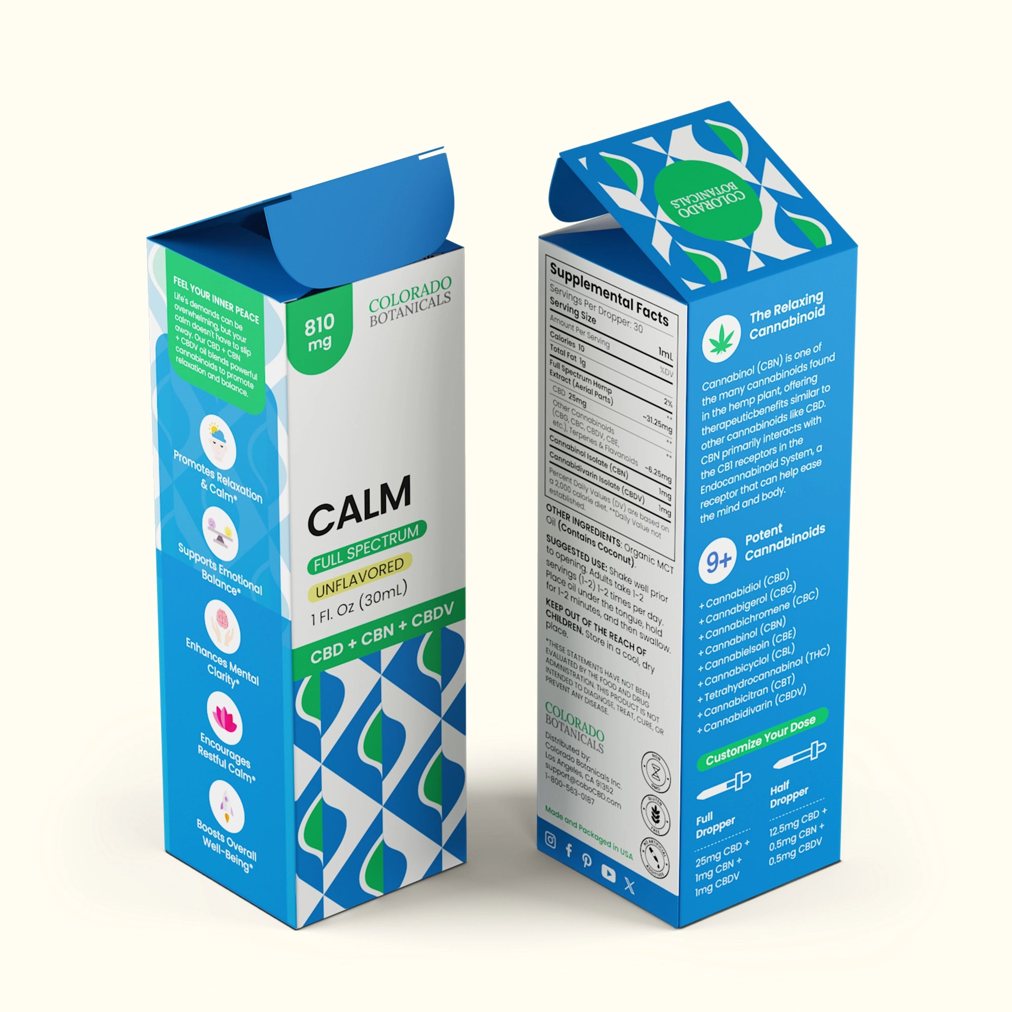 Calm 810mg CBN + CBDV + Full Spectrum CBD Oil - Colorado Botanicals