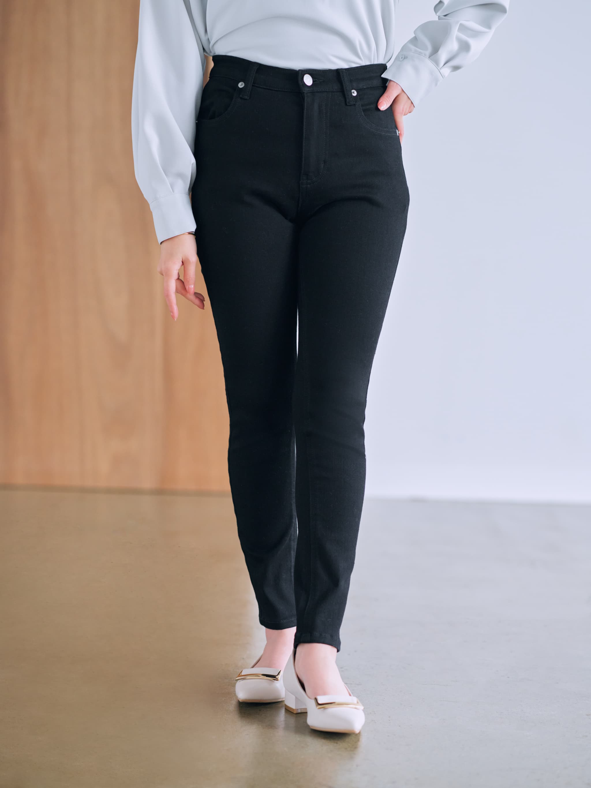 COHINA DENIMブラックスキニー-short & regular | 小柄・低身長女性